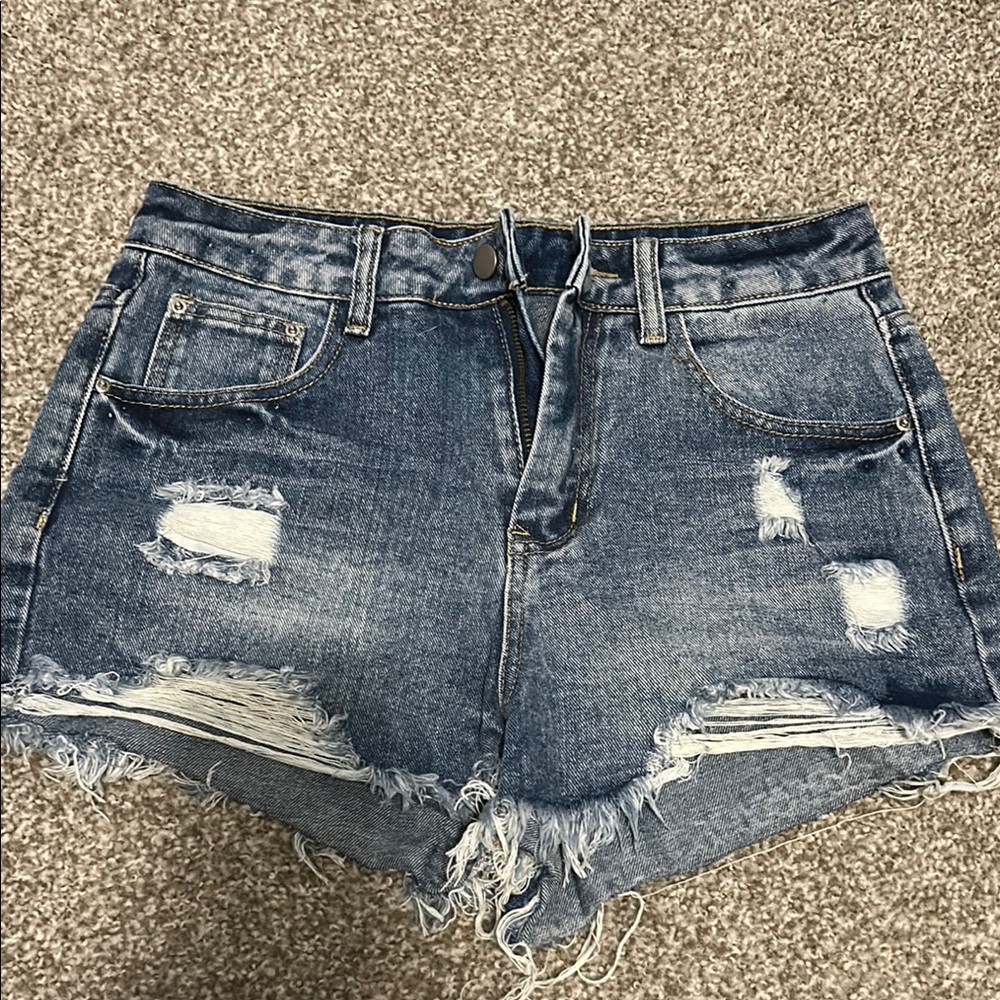 Blue Jean Shorts Distressed Vintage Style